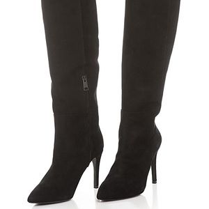 Joie Olivia Knee High Suede Boots in Black